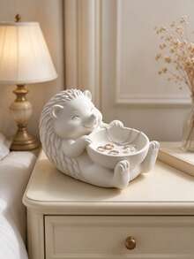 Hedgehog Shaped 3D Printed Jewelry Tray, Unique White Cute Small Accessory Storage Box, Mini Jewelry Organizer, Suitable For Vanity, Bedroom Desk, Home Desktop Decoration - White - View 8