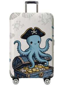1pc Blue Shell,Starfish,Octopus Print Luggage Cover, Fits 18-32 Inch Suitcases. Stretchable, Scratch-Proof & Dustproof, Stylish Decoration For Luggage - Multicolor - View 32