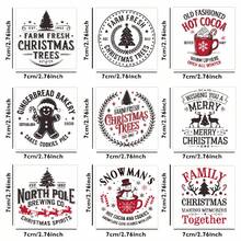 9pcs Christmas Theme UV DTF Cup Stickers - Christmas Tree, Reindeer, Snowman And Gingerbread Man Patterns, Suitable For Glass Cups, Mugs, Laptops And DIY Crafts Christmas Transfer Stickers, Christmas Gifts - A - View 3
