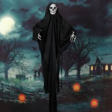 1pc Large Black & White Scary Ghost Halloween Hanging Decoration, Creepy Crying Ghost With Claws, Outdoor Venue Prop Decor, Horror Skeleton - Multicolor - View 10