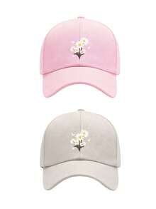 1pc/2pcs "Daisy" Print Baseball Cap, Street Style Trucker Hat, Adjustable Size Lightweight Multifunctional Vintage Dad Hat, Suitable For Outdoor Sports - Multicolor - View 14
