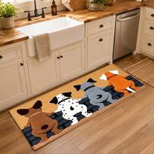 1pc Kitchen Floor Mat, Soft Faux Cashmere Material, Anti-Slip Dog Mat, Bathroom Door Mat, Kitchen Anti-Slip Mat, Entryway Door Mat, Bedroom Door Mat, Suitable For Multiple Scenes Anti-Slip Floor Mat, Room Decor, Holiday Gift - Multicolor - View 4