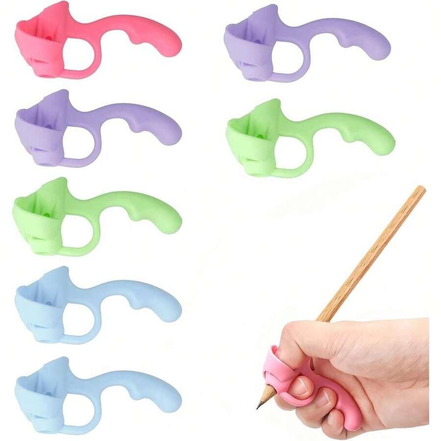 2pcs Ergonomic Pen Grip Holder With Soft Cushion, Writing Posture Correction Tool For Adults, Students, Office Workers, Artists And People With Special Needs (Random Color) - A - View 1