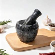 Mortar And Pestle Set – Marble Grinding Bowl Container, Suitable For Guacamole, Spices, Salsa, Garlic Sauce, Herbs – Best Garlic Crusher, Spice And Pill Crusher Set - Black - View 10