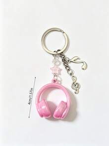 Pink Earphone Keychain Cute Style Star & Music Note Bag Charm Exquisite Bag Pendant Girl Accessory - Multicolor - View 6