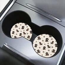 2pcs Printed Dachshund Dog Car Cup Holder Coasters/Anti-Slip Easy Clean Cup Holder Car Decoration Coasters/Holiday Gift - Dachshund Print Coaster - View 7