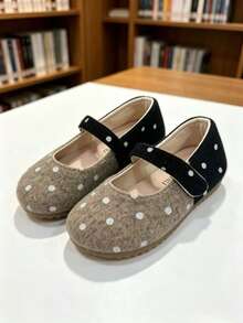 New Cute Fashion Polka Dot Patchwork Soft Sole Mary Jane Shoes For Girls - Apricot - View 4