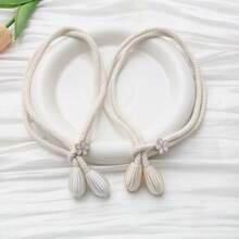 2pcs Elegant Braided Curtain Tieback With Delicate Flower Ornament And Textured Tassel Beads. Soft Rope Design, Easy To Tie And Adjust, Perfect To Decorate Your Living Room, Bedroom Curtains. Available In Multiple Colours To Match Your Home Style. - Multiple Styles - View 3