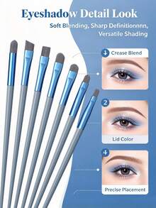 19Pcs Makeup Brush Set,Soft Brush Head Cosmetic Brushes Set,Multi-Shape For Foundation,Eyeshadow, Contour&Blending Makeup - Grey - View 6