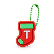 1pc A-Z Letter Christmas Stocking Keychain, Cute Mini Sock Bag Charm Pendant, Xmas Holiday Gift For Backpack Key Ring Decor - Multicolor - View 9