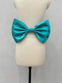 1pc 37cm Black Satin Back Bow Decor Waist Decoration Halloween Valentine's Day - Black - View 37