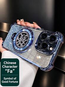 MewTrek 奢華電鍍透明手機殼，創意金錢美金符號支架，水鑽亮片閃耀 Y2K 風格，夏季新款時尚矽膠防震保護軟殼，適用於 iPhone、 Galaxy、Honor、、Reno、MOTO - 藍色 - 查看 8