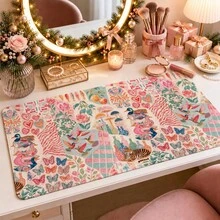 1 buah Alas Meja Kolase Bunga dan Hewan Boho Vintage, Pelindung Meja Rias Serbaguna, Alas Seni Kuku, Alas Mouse Desktop Besar untuk Wanita, Kamar Tidur & Kantor, S/M/L/XL - View 5