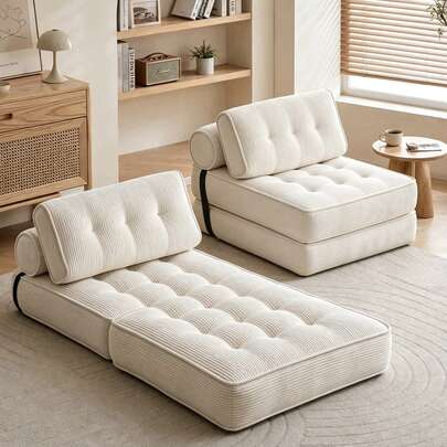 Sofa Bed, Sofa Chair,Transforms From Sofa To Bed In Seconds, With Throw Pillows & Back Support, Foldable Mattress, SpaceSaving & Portable. Ideal For Rentals, Homestays, Living Room, Bedroom, Study Room And Pets. Winter Home