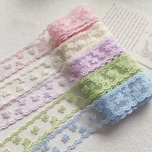Pita Renda Jala Bordir Kupu-kupu Kecil Lebar 1,5 inci (3,8 cm), Pita Gelombang Berongga Semi-Transparan Aneka Warna, Aksesori Rambut DIY Buatan Tangan, Hiasan Pinggiran Pakaian, Bahan Kemasan Hadiah, Pita Dekorasi Pernikahan - Beraneka warna - View 6