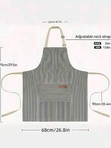 1pc Adjustable Bib Apron With 2 Pockets, Chef Cooking Kitchen Restaurant Apron, Unisex - Multicolor - View 2