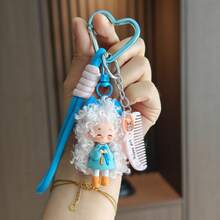 20PCS Random Style Cute Afro Girl Keychain, Creative Cartoon Doll Pendant, Backpack Charm, Car Key Chain - one-size - View 5
