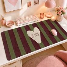 Mi Casa Su Casa Heart Stripe Extended Mouse Pad, Burgundy And Olive Hand-Painted Spanish Quote Large Desk Mat, Stitched Edge Smooth Cloth & Natural Rubber For Home Office Gaming Study Workspace, 3 Sizes Available - View 2