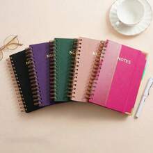 1pc A5 Large Hardcover Spiral Notebook, Coil Notebook, PU Leather Waterproof Cover, Luxury Gold Foil Scratch-Resistant Wear-Resistant, Large Capacity Thick Notebook, Academic Style, With Detachable Divider Page Index Tabs, Notebook Set - Multicolor - View 3