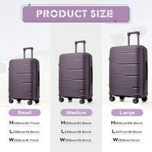 Floless Luggage Sets Hard Shell Carry On Luggage Hard Shell Trolley Travel 4 Spinner Wheels Travel Suit Cases With TSA Lock Spinner Checked Travel Suitcases - Purple - View 3