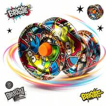 Sensitive Metal Yo-Yo, Auto-Return Yo-Yo, Graffiti Pattern Yo-Yo Toy, Random Color, Halloween Party Gift, Christmas Stocking Stuffer, Training Holiday Gift (Ball Rope And Ring Color Random) - Multicolor - View 3