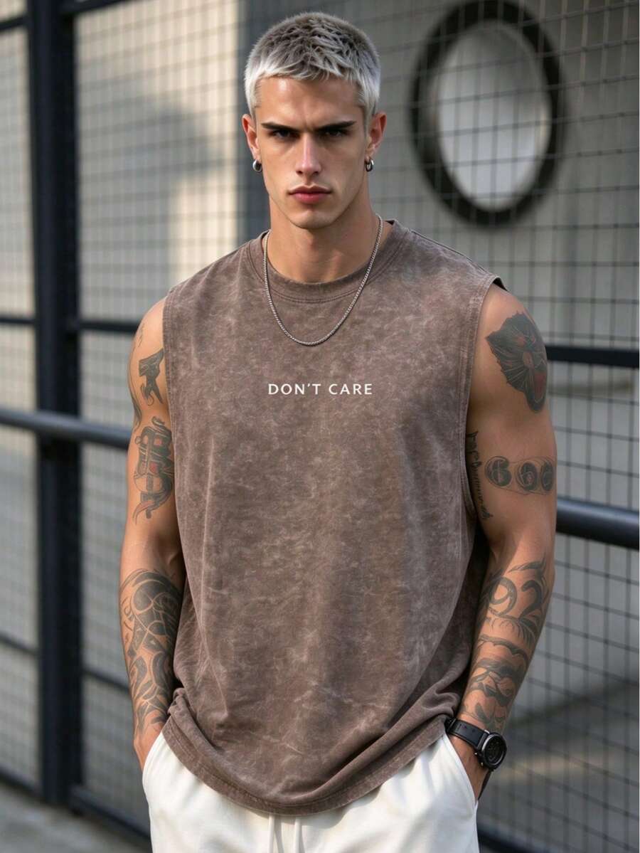 Simple Studio | Men's Retro Rugged Style Washed Short Sleeve Tank Top | Suitable For Summer Wear | Comfortable & Breathable | Leading Fashion