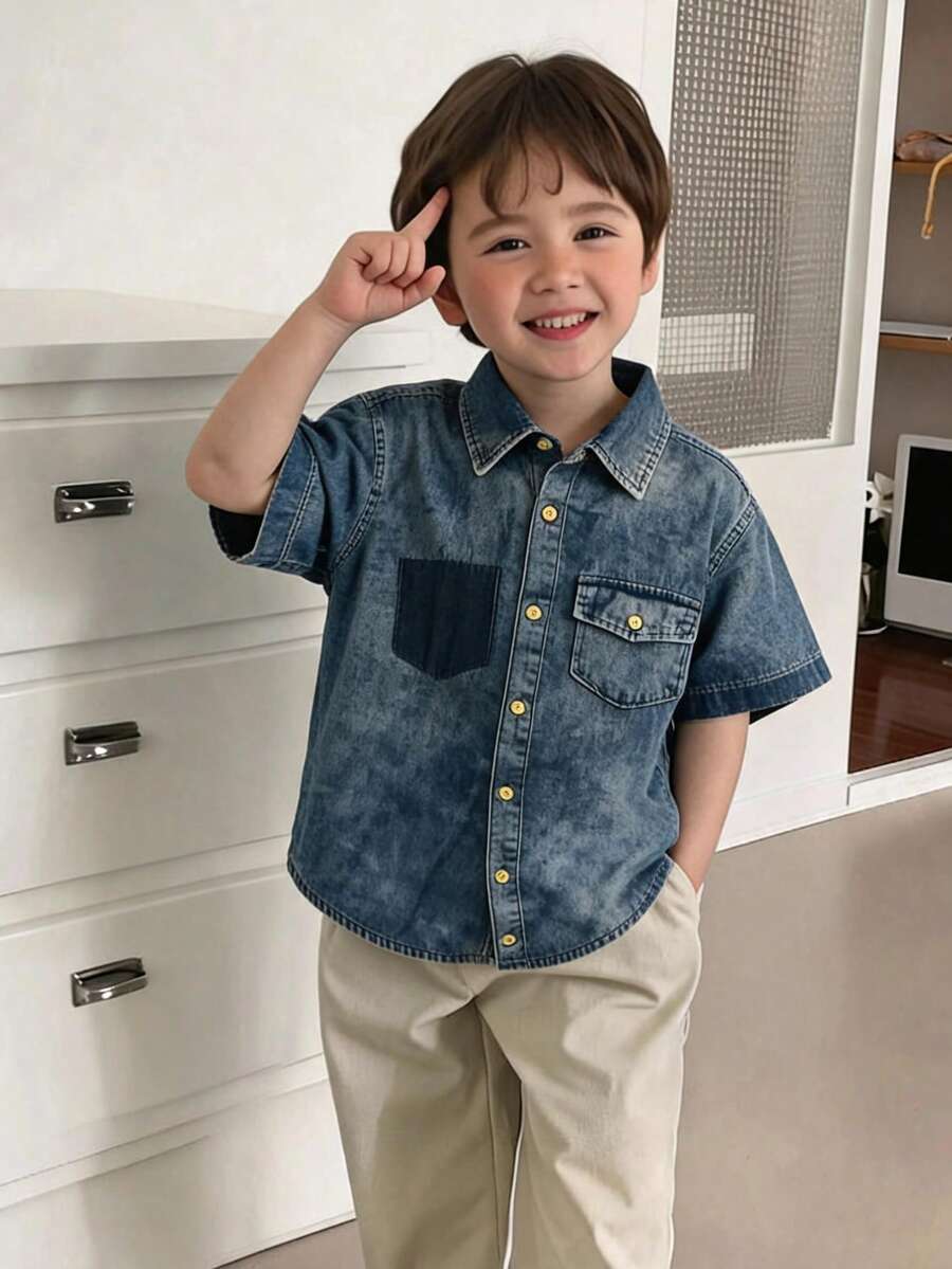 Young Boys Denim Tops - Blue - View 1