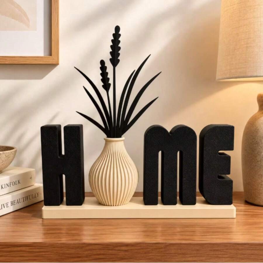 Modern Home Decor - Add Modern Charm To Any Room, This Unique HOME Sign Cleverly Replaces Letters With Ribbed Vases. It's Undoubtedly A Great Conversation Piece To Place On Your Bookshelf, Mantel Or Entryway - A - View 1