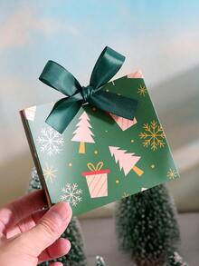 10pcs/Set Christmas Gold Foil Square Gift Box/Creative Candy Gift Box - High-End Printed Christmas Tree Gift Box - View 6