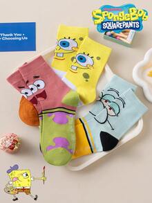 SpongeBob SquarePants 6/3/1 Pair SquarePants Men's Socks, Funny Cartoon Mid-Calf Socks, Winter - Multicolor - View 7
