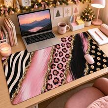 1pc Luxury Animal Print Patchwork Desk Mat, Multi-Purpose Vanity Table Protector, Nail Art Mat, Large Desktop Mouse Pad For Women Bedroom & Gaming Desk, S/M/L/XL - View 6