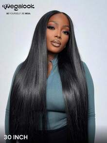 MEGALOOK 100% Human Hair Straight Lace Front Wig 13x4 Transparent Lace Natural Color Straight Hair Micro Knots 12-30 Inches Women Beginner Friendly - SNatural - View 2