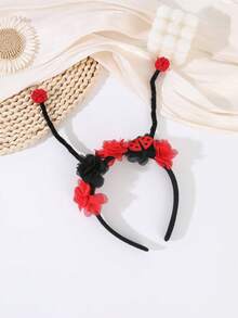 1pc Bee & Flower Antenna Headband, Insect Theme Party Head Hoop, Halloween & Children's Day Stage Performance Headpiece, Cute Plush Antenna Photo Prop - Multicolor - View 4