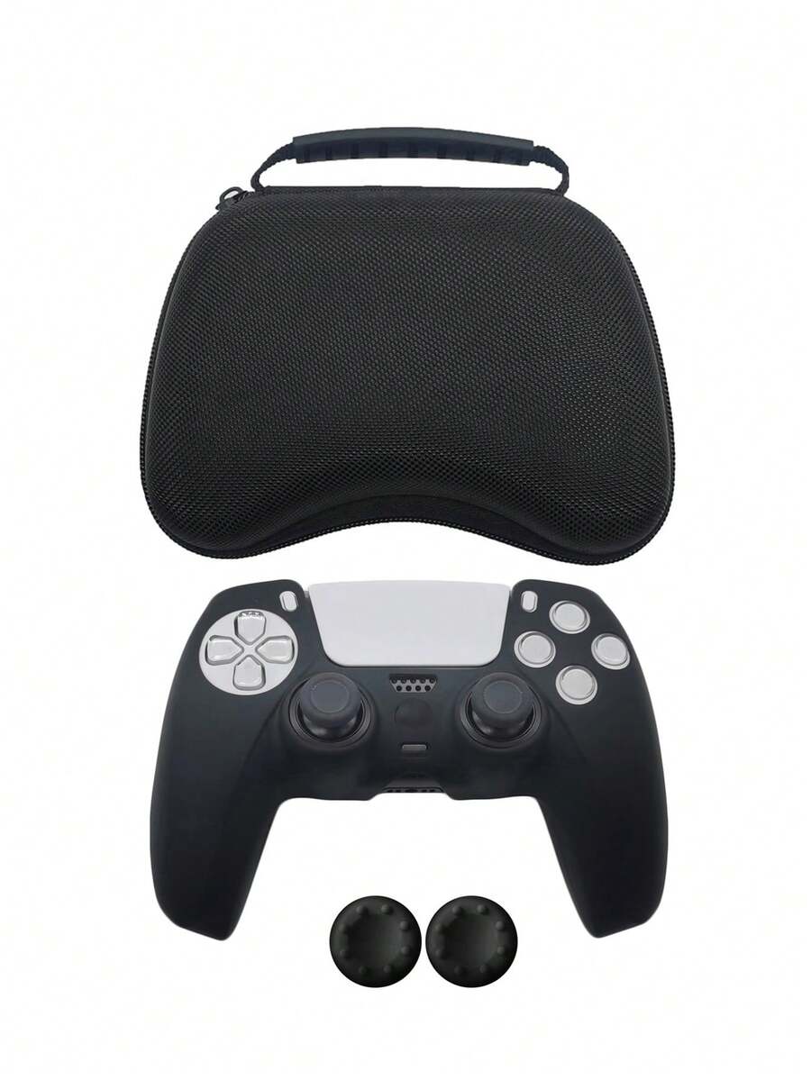 適用於 PlayStation 5,1件控制器貼膜 + 2件搖桿帽 + 1件收納袋套組,防滑防摔防塵防刮,強化遊戲操控手感 - 1入手把套+2入搖桿帽+收納包 - 查看 1