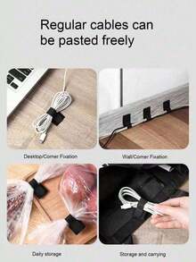2/10/20pcs Durable Nylon Self-Adhesive Cable Ties - White Loop, Convenient Power Cord Organization, Flexible Multi-Purpose Home And Office Cable Fixing Straps, Cable Organizer - Easy Cable Management, Reusable Durable Cable Adhesive Back Loop Fixer, Suitable For Home And Office Environments, Easy Cable Management, Suitable For Computer Cable Management, Desktop Cable Rack, Cable Organizer, Hook And Loop Straps (Random Color And Style) - Multi-color - View 3