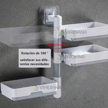 Soporte de organizador de baño, portajabón, plato de jabón de ducha montado en la pared - Blanco - Ver 7