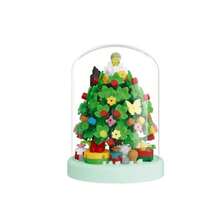 1pc Colorful Christmas Tree Building Block Toy, Glass Dome Wooden Base Christmas Decoration Ornament, Creative Desktop Decor, Christmas Gift, Party Favor - Multicolor - View 6