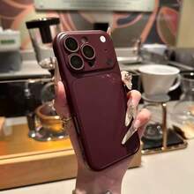 新款 2 合 1 即貼式酒紅色材質手機殼鏡頭環保護套，相容 iPhone 18 Pro/18 Pro Max/17/17 Pro/17 Air/17 Pro Max/16/16 Pro/16 Pro Max/15/15 Pro/15 Pro Max/14/14 Pro/14 Pro Max/13/13 Pro/13 Pro Max/12 系列，TPU 軟殼，防震防摔，極簡設計，柔軟耐用，適合智慧型手機使用者 - 酒紅色 - 查看 1