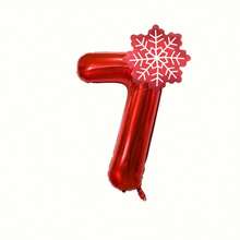 2pcs Red Number 0-9 & Red Snowflake Foil Balloons, Perfect For Christmas, New Year, Birthday Party Decoration Props - View 3