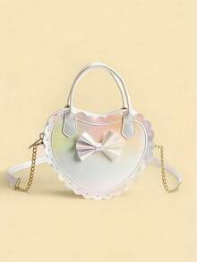 1pc Cute Zipper Closure Heart-Shaped Handbag/Crossbody Bag For Girls, Suitable For Daily Outings - Crossbody Bags - View 8