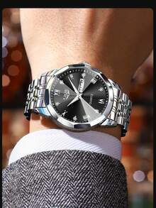 LIGE Fashion Casual Light Luxury Women's Watch Waterproof Luminous Quartz Watch Calendar Dial Watch - Silver - View 10