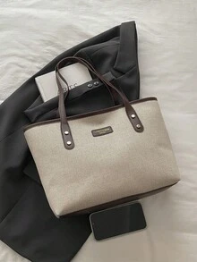 Dedoo New Minimalist Retro Large Capacity Handbag, Zipper Opening, Lightweight Soft Shoulder Bag, Suitable For Women's Casual Daily Use , Beach - Coffee - View 3