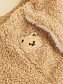 Brown Cute Bear Plush Pet Jacket, Warm For Autumn/Winter, Snap Button Design For Easy On/Off, Suitable For Small To Medium Dogs And Cats, Home Or Outdoor Wear, Pet Autumn/Winter Outfit - Brown - View 5