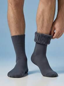 Caldwick 1/3/5/10 Pairs Men's Thermal Fleece Socks, Thick And Soft For Cold Weather Hiking Boots, Suitable For Winter - Black And White, Cozy - Multicolor - View 24
