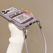 1pc Taro Purple Plush Rabbit Card Holder Phone Case, Snuggling Dual Rabbits Warm Together Winter Healing Style, Electroplated Raised Camera Frame, Built-In Card Slot, Purple Crossbody Shoulder Strap, Full Coverage Soft Shell Anti-Drop, Compatible With IPhone 18Pro/18ProMax/17/17Pro/17ProMax/16/16Pro/16ProMax/15/15Pro/15ProMax/14/14Pro/14ProMax/13ProMax/13 - Multicolor - View 4