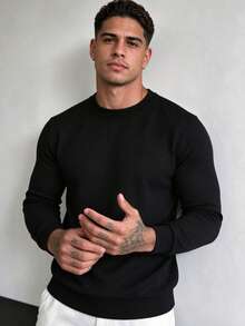 ZYNTH BALENO Men's Autumn/Winter Fashion Crew Neck Sports Sweater, Suitable For Fitness, Running, Hiking - Black - View 1