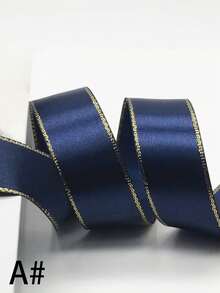 1 Roll 5m Gold Edged & Silver Satin Ribbon - Perfect For DIY Crafts, Wedding, Birthday And Holiday Decor, Gift Wrapping, Floral Arrangements, Jewelry Box Decoration, Parties And Anniversaries, Home Decor - Multicolor - View 2