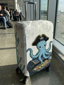 1pc Blue Shell,Starfish,Octopus Print Luggage Cover, Fits 18-32 Inch Suitcases. Stretchable, Scratch-Proof & Dustproof, Stylish Decoration For Luggage - Multicolor - View 10