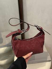 Túi đeo vai da phong cách hippie thiết kế ngách có khóa kéo, túi kẹp nách vintage phong cách Âu Mỹ - Màu Đỏ Sâu - Xem 1
