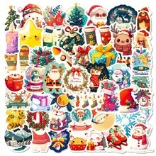 somoving 50 buah Stiker Grafiti Kartun Tema Natal, Stiker Dekoratif Santa Claus & Rusa Kutub - MultiWarna - View 1